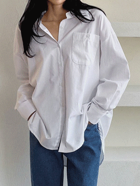여성 기본 남방 모그 언발란스 루즈핏 오픈카라 셔츠