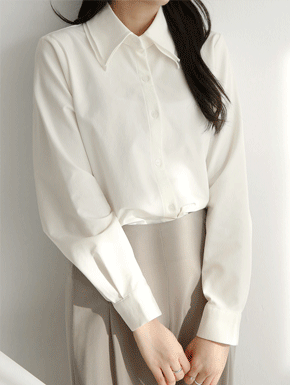 오픈 단추 이중카라 도톰한 가을 겨울 여성 기본 셔츠 블라우스