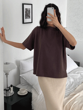 겉기모 보트넥 입술넥 루즈핏 겨울 반팔 티셔츠